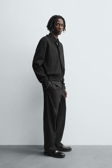 TEXTURED COTTON CARDIGAN - Black by Zara - Image 3