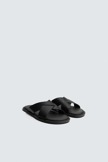 SANDALES CROISÉES - Noir de Zara