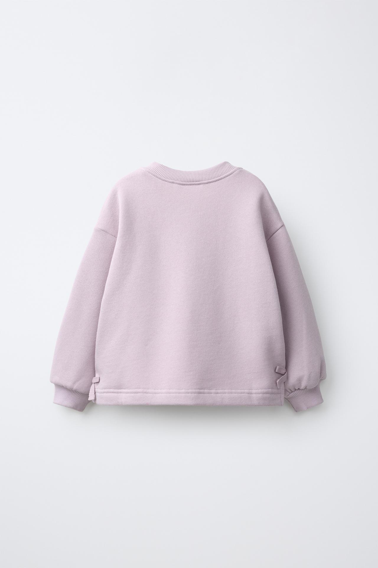 KNIT FLOWER SWEATSHIRT — Light lilac
