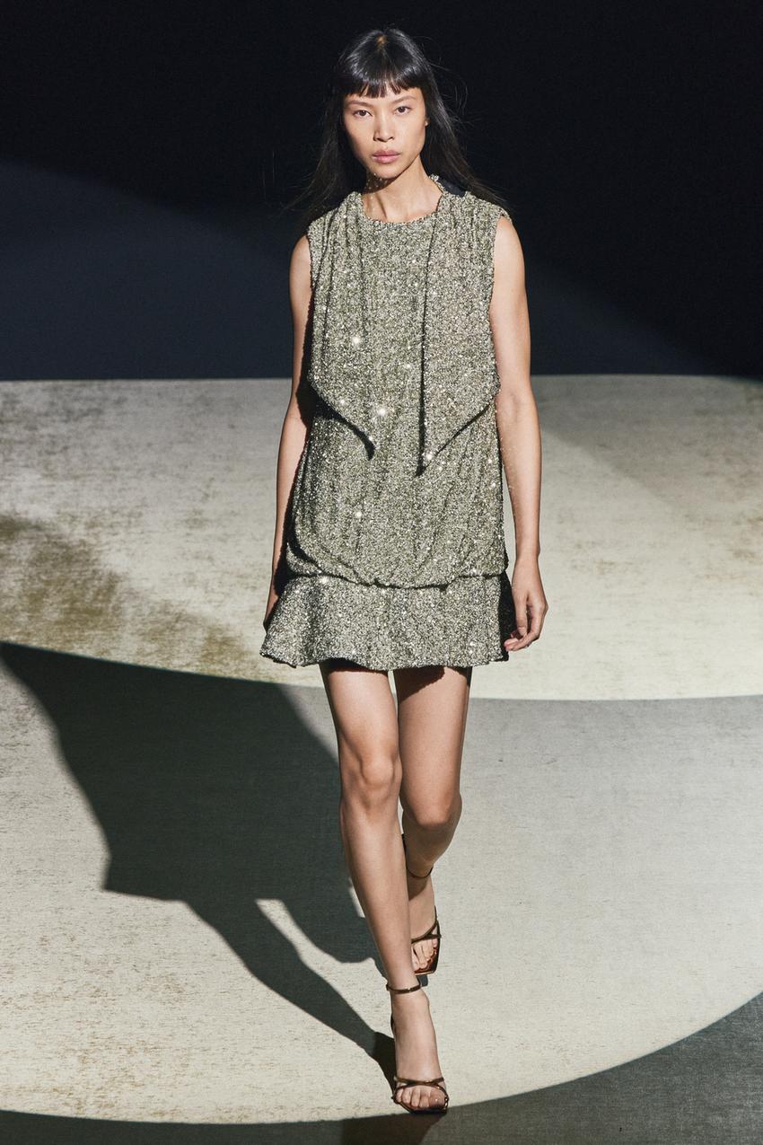 Silver Sequin Maglia Zara Paillettes ZARA PANTALONI CULOTTE ZAMPA