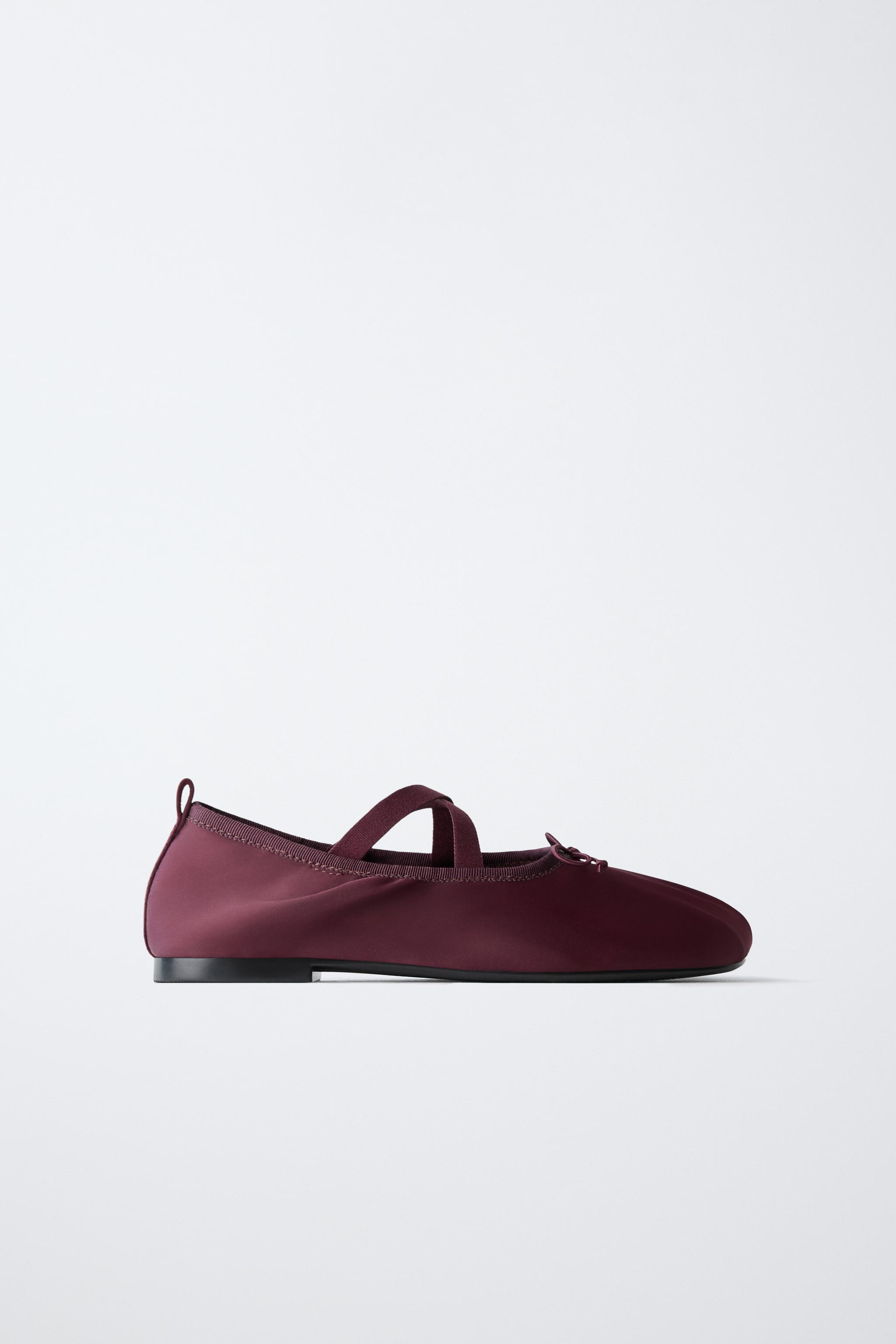 SATIN BALLET FLATS — Maroon