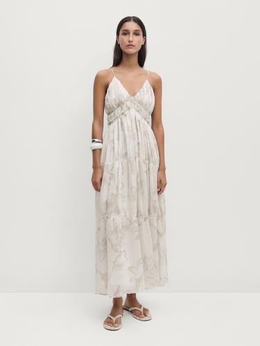Zara Strappy midi dress with gathering - Ecru - Image 0