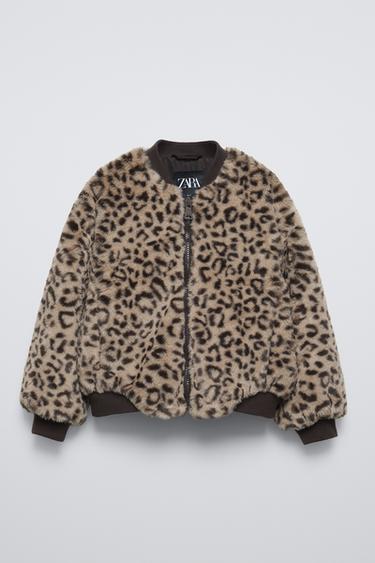 ANIMAL PRINT FAUX FUR BOMBER JACKET - Leopard  by Zara