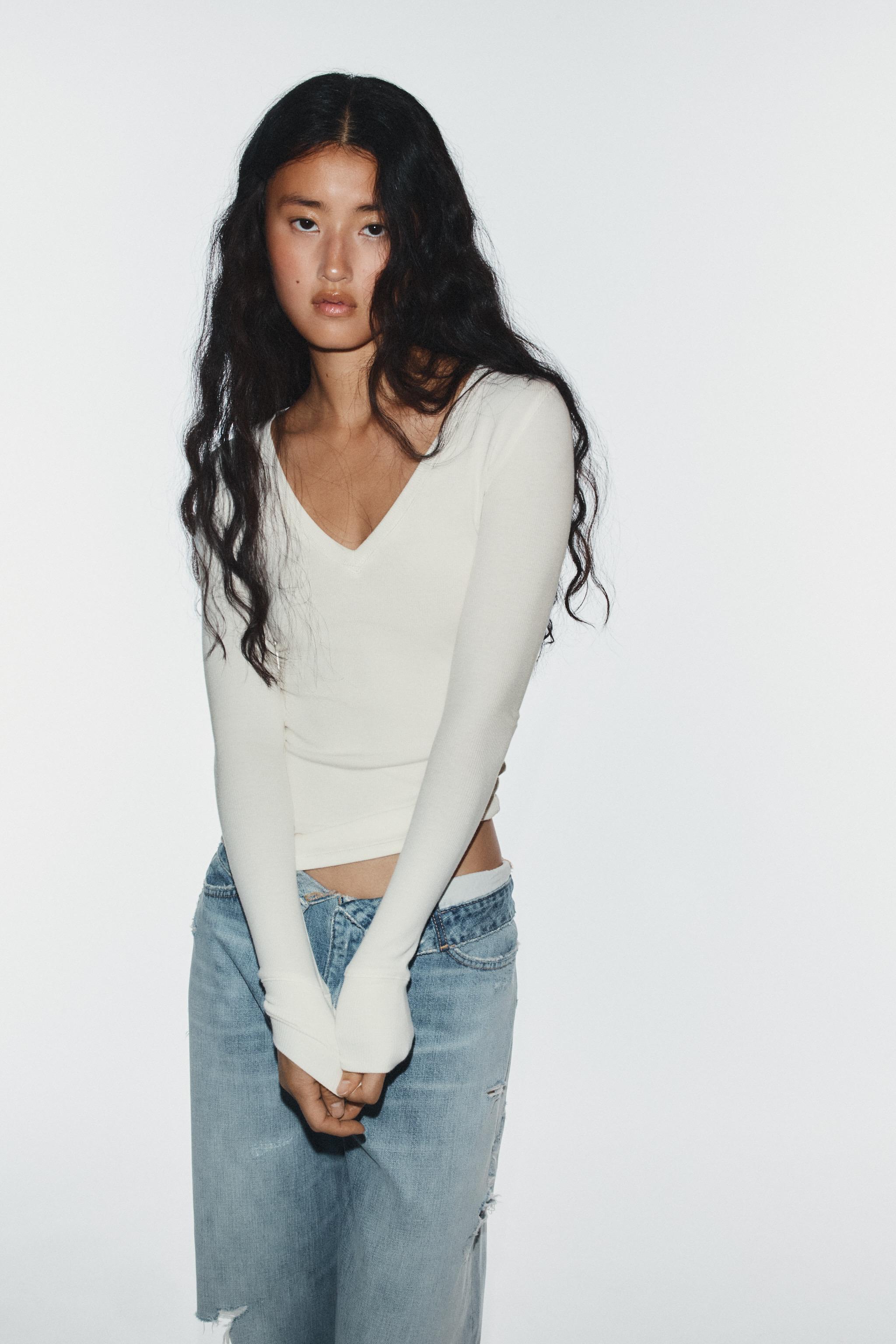 Женские джинсы Zara TRF MID-RISE FOLDED WAIST JEANS — фото 3
