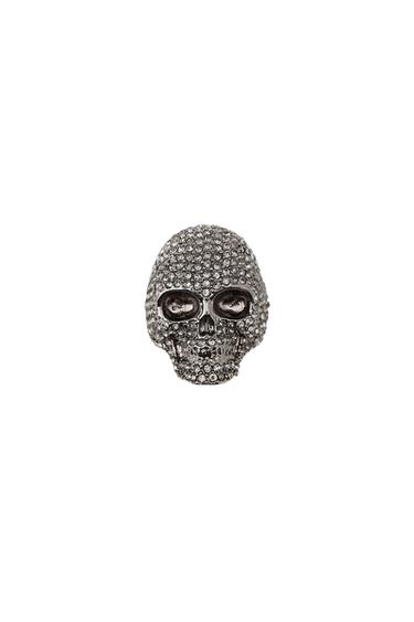 SPARKLY SKULL RING - Anthracite grey by Zara