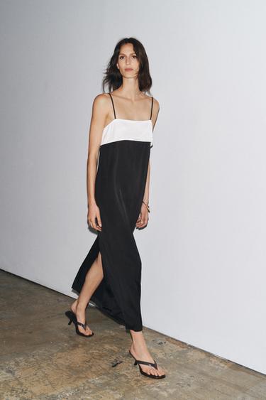 ZW COLLECTION MINIMALISTISK SATINKJOLE - Sort fra Zara - Billede 0
