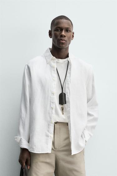 CAMISA REGULAR FIT 100% LINO - Blanco de Zara