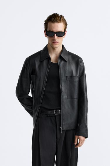 КОЖАНАЯ РУБАШКА — ЧЕРНЫЙ от Zara — изображение 0