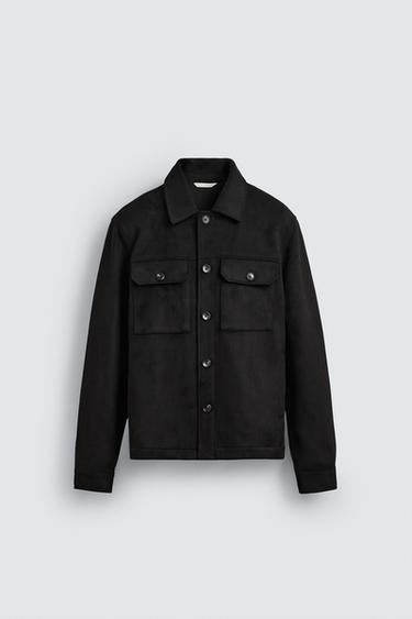 Zaras SKJORTJACKA MED MOCKAEFFEKT - Svart