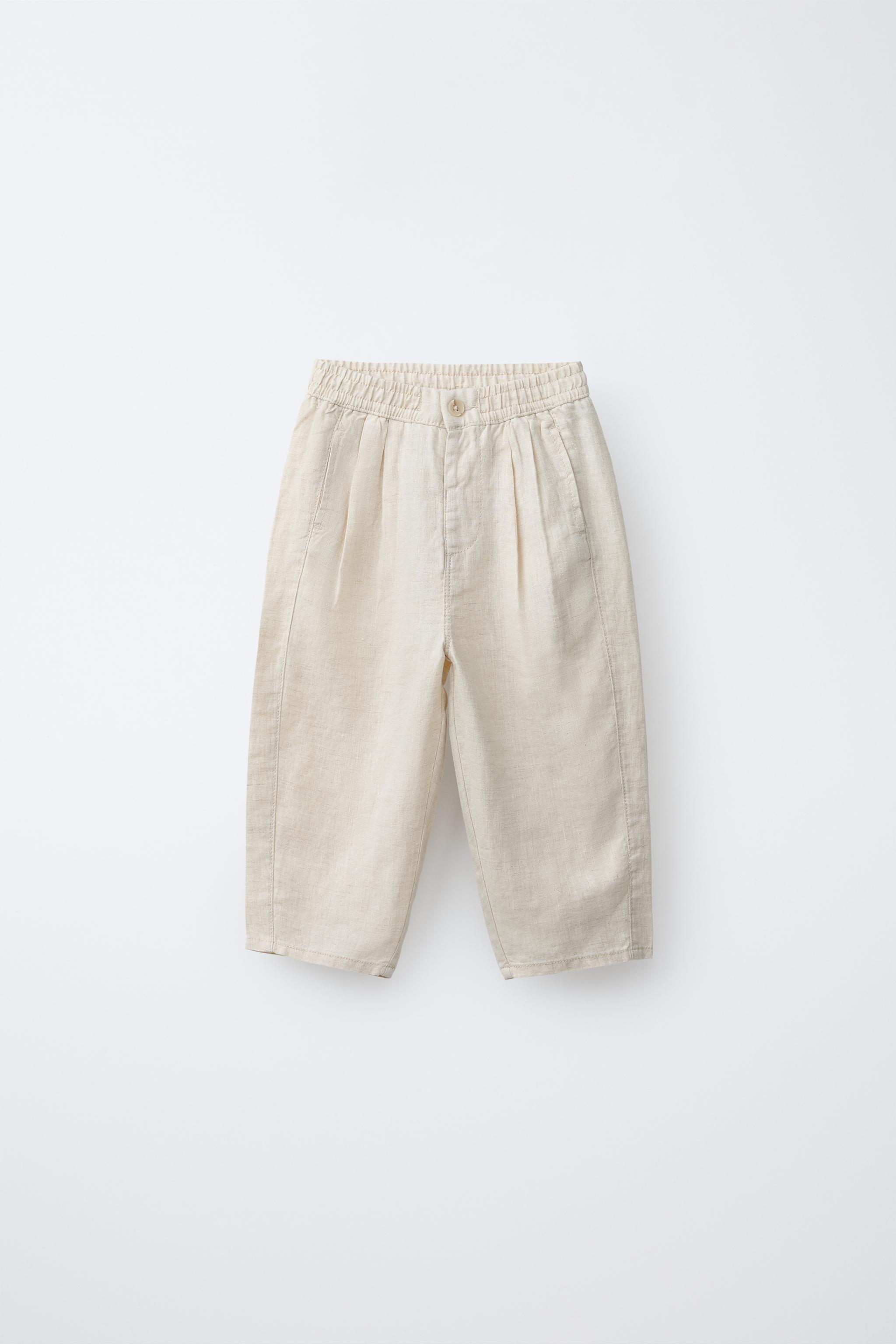 PANTALON À PINCES 100% LIN