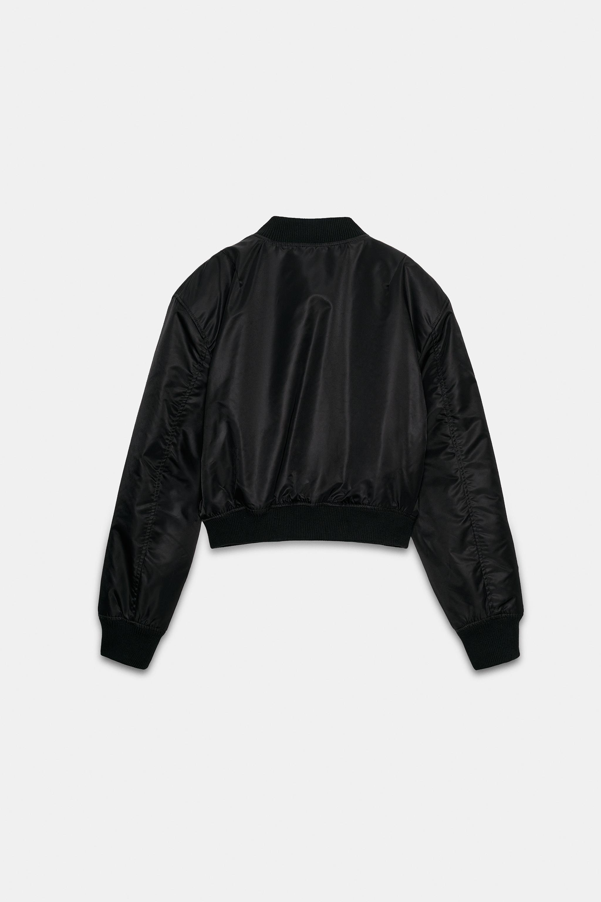 CROPPED BOMBER JACKET WITH SHOULDER PADS