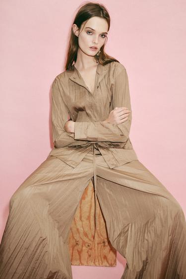 ZW COLLECTION PLEATED SHIRT - Beige by Zara