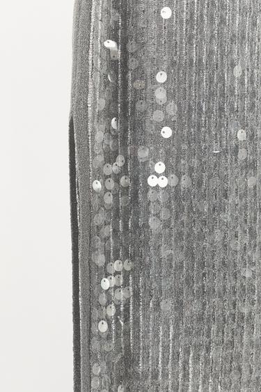 SEQUIN SPLIT KNIT MIDI SKIRT - Grey marl by Zara