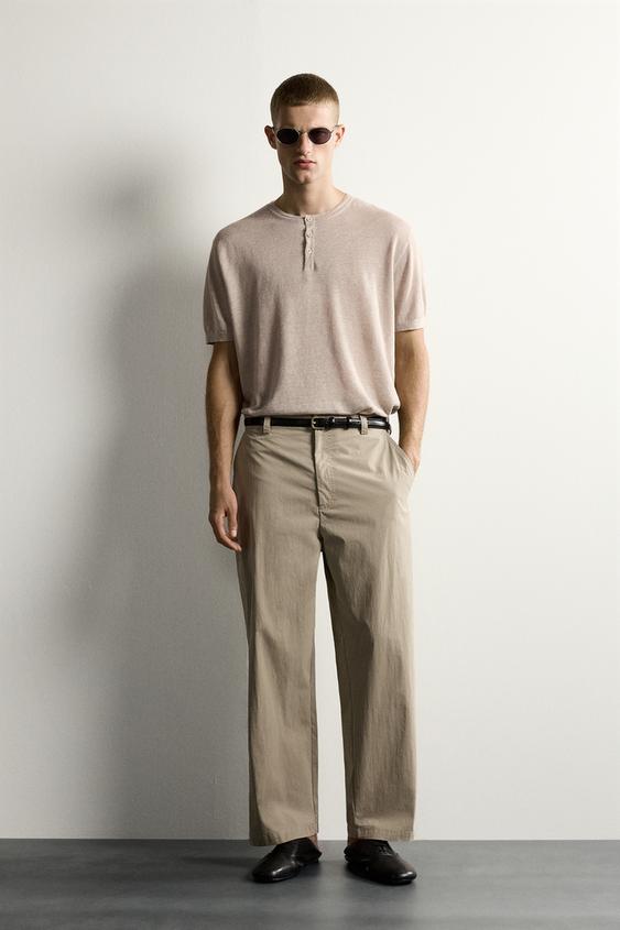 RELAXED FIT DARTED TROUSERS - Sand / Marl by Zara - Image 0