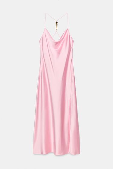 ROBE LINGERIE DÉCOR DORÉ - Rose de Zara