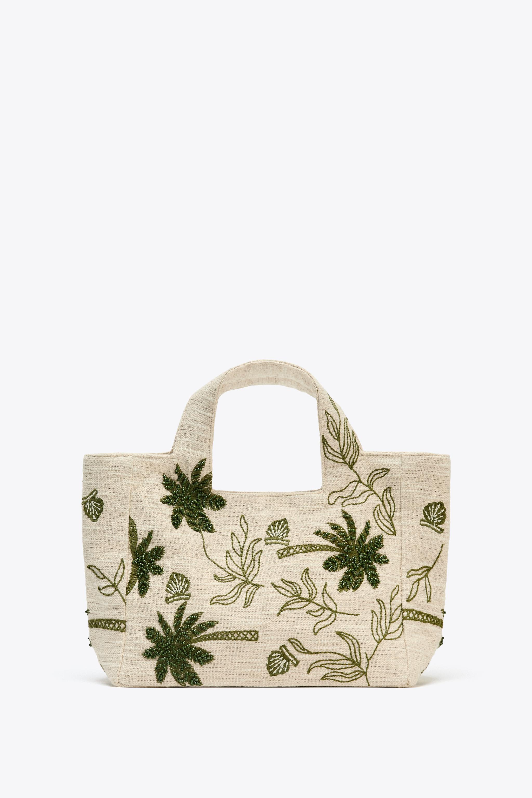 ZARA【NEW】EMBROIDERED FABRIC TOTE BAG EMBROIDERED FABRIC BAG - Blue | ZARA United States