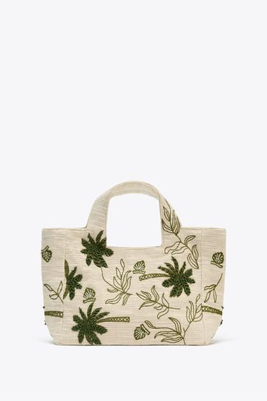 EMBROIDERED FABRIC TOTE BAG - Ecru by Zara