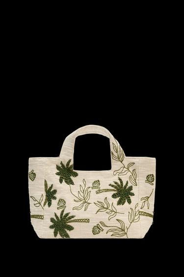 EMBROIDERED FABRIC TOTE BAG - Ecru by Zara - Image 0