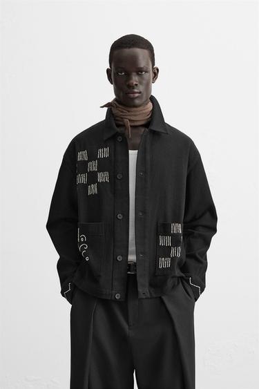 EMBROIDERED BEAD OVERSHIRT - Black by Zara