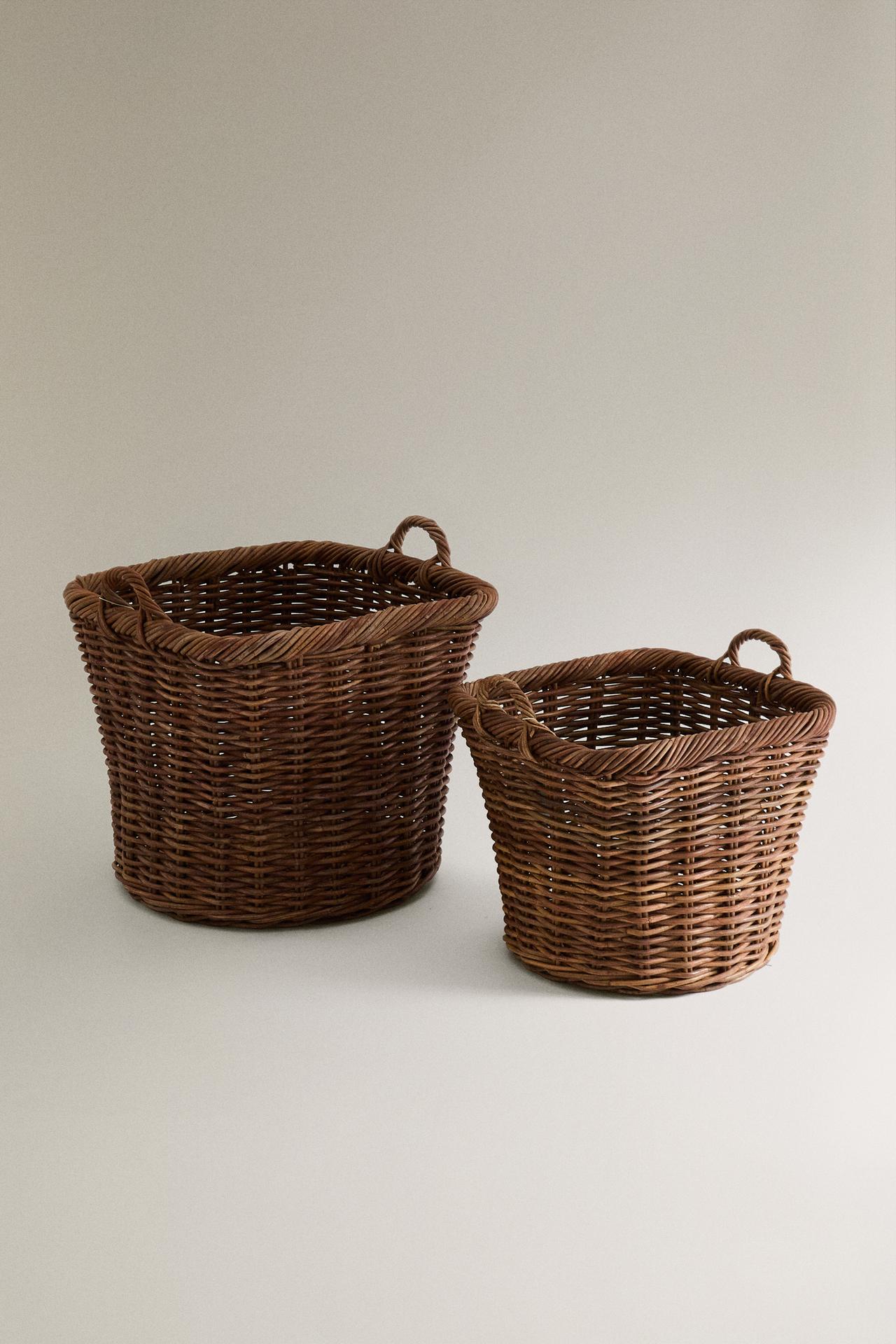 SQUARE RATTAN BASKET — Brown