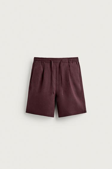 Zara BERMUDE RELAXED FIT OD 100% LANA – Burgundac