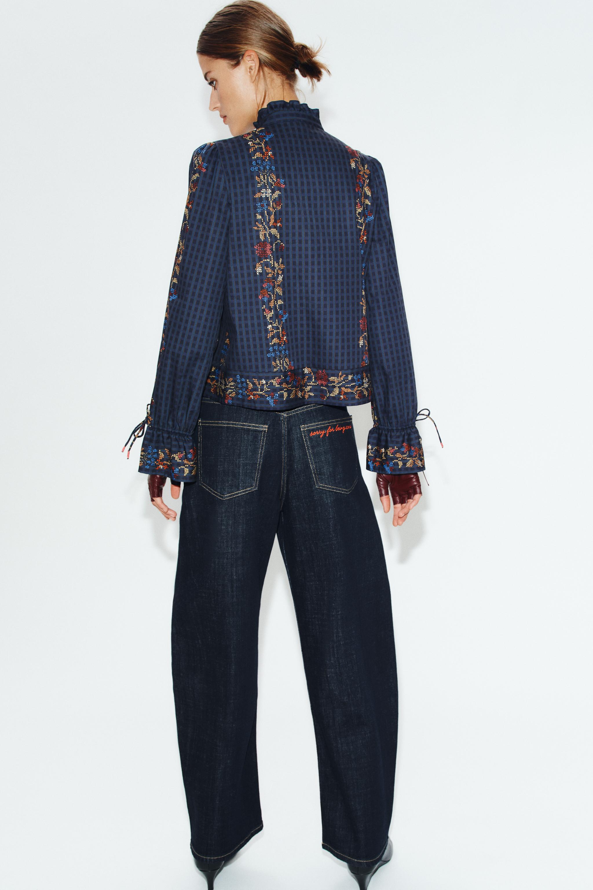 Zara VOLANLI DESENLİ BLUZ görsel 4