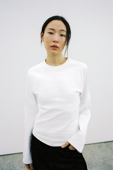 CAMISETA RANGLÁN MANGA LARGA - Blanco de Zara