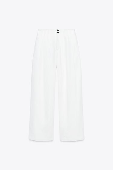 PANTALON 100 % LIN ZW COLLECTION - Blanc de Zara - Image 4
