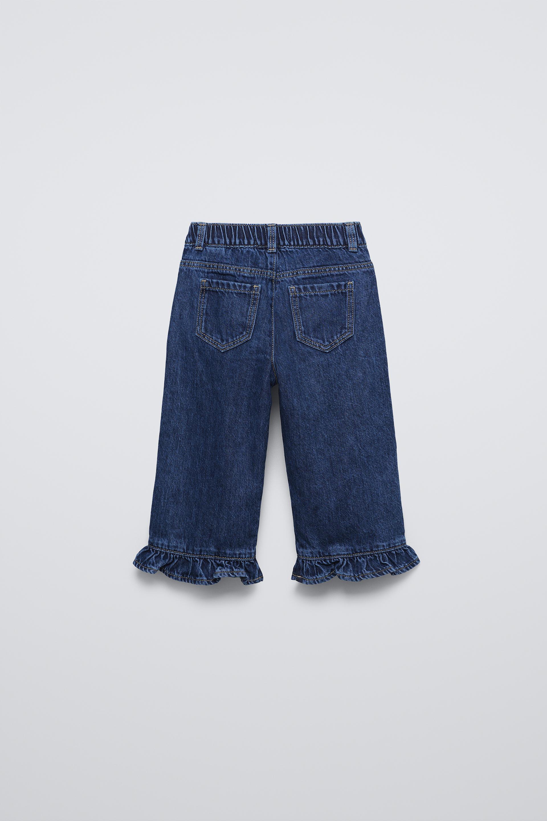 JEANS WITH RUFFLED HEMS Blue ZARA United Kingdom