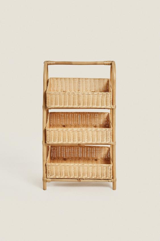 Zara Extendable Magazine Rack RATTAN STORAGE RACK - Light beige | ZARA United Kingdom