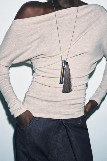 TOP ASYMÉTRIQUE SOFT - Beige chiné de Zara - Image 1