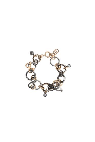 Zara LIMITED EDITION JEWEL HOOP BRACELET - Gold / Silver