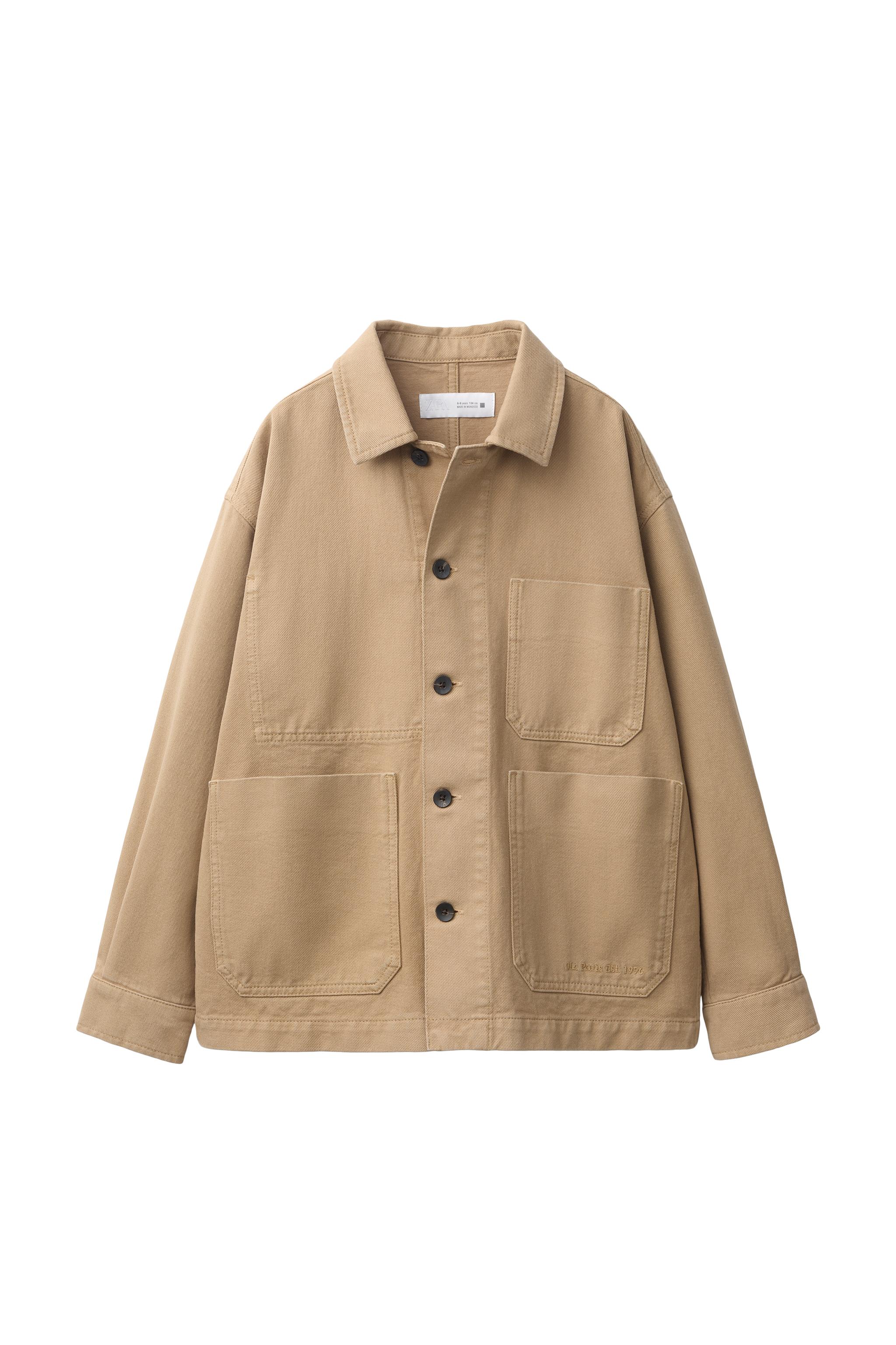 0FR. PARIS X ZARA EMBROIDERED CANVAS OVERSHIRT - Light beige