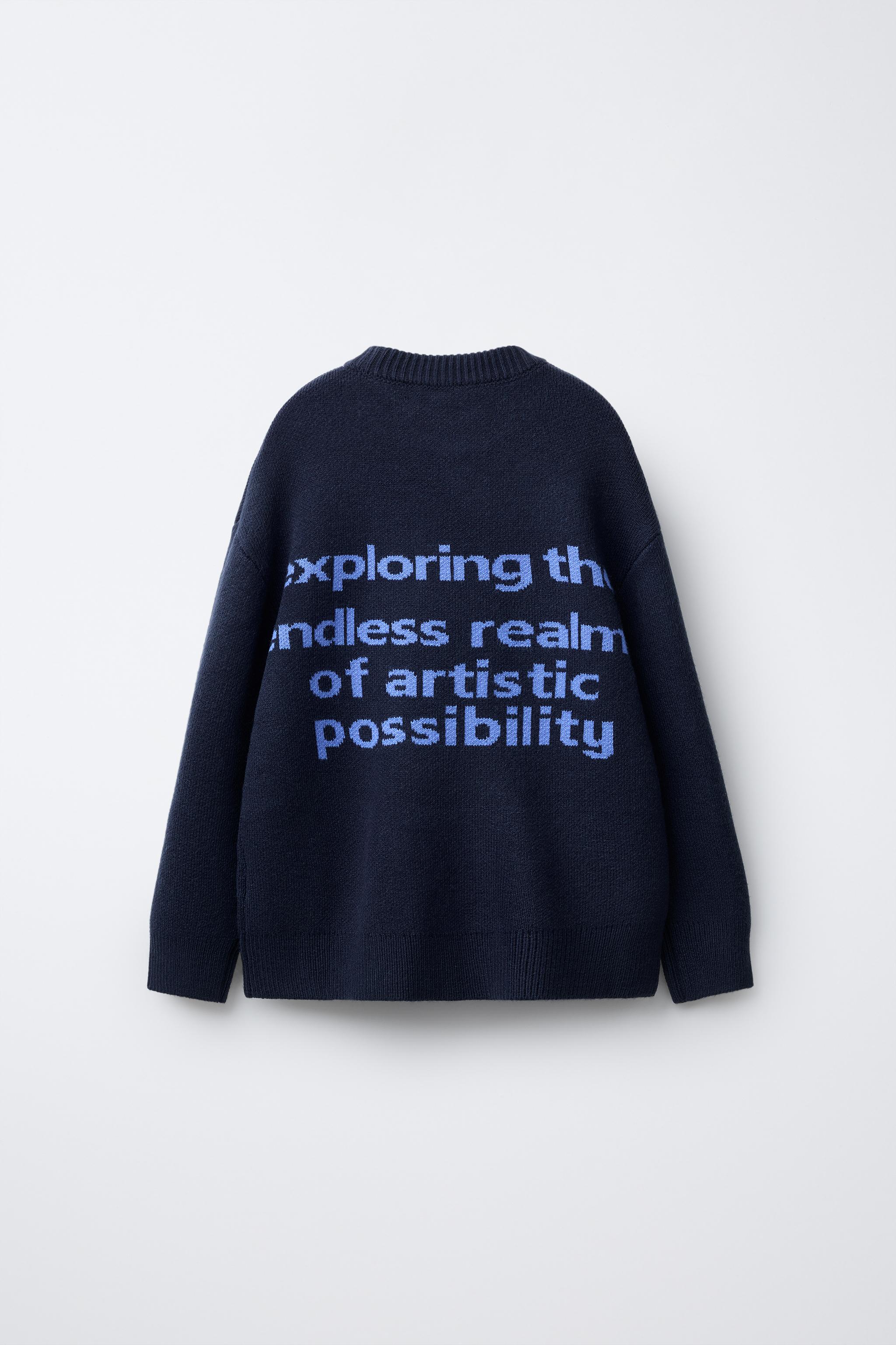 JACQUARD KNIT TEXT SWEATER