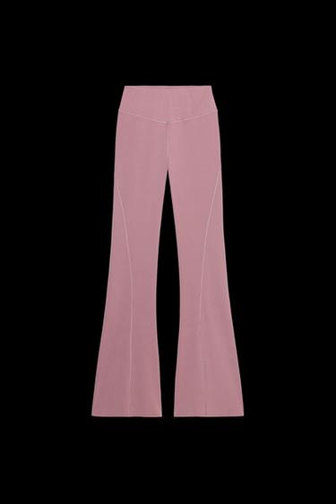 Zara SEAMLESS NYLON FLARE PANTS - Mauve