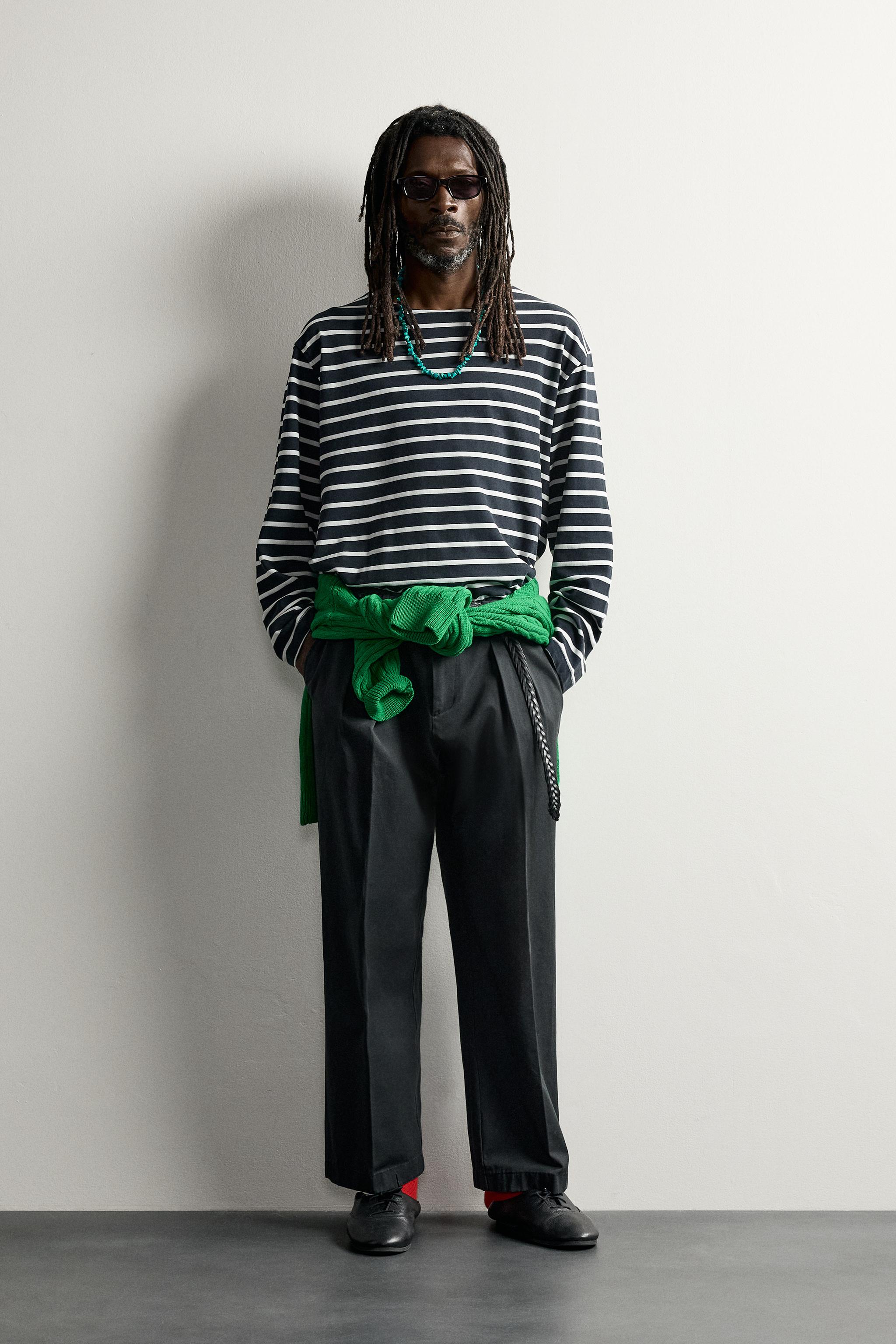 Мужские футболки Zara STRIPED JACQUARD T-SHIRT AARON LEVINE X
