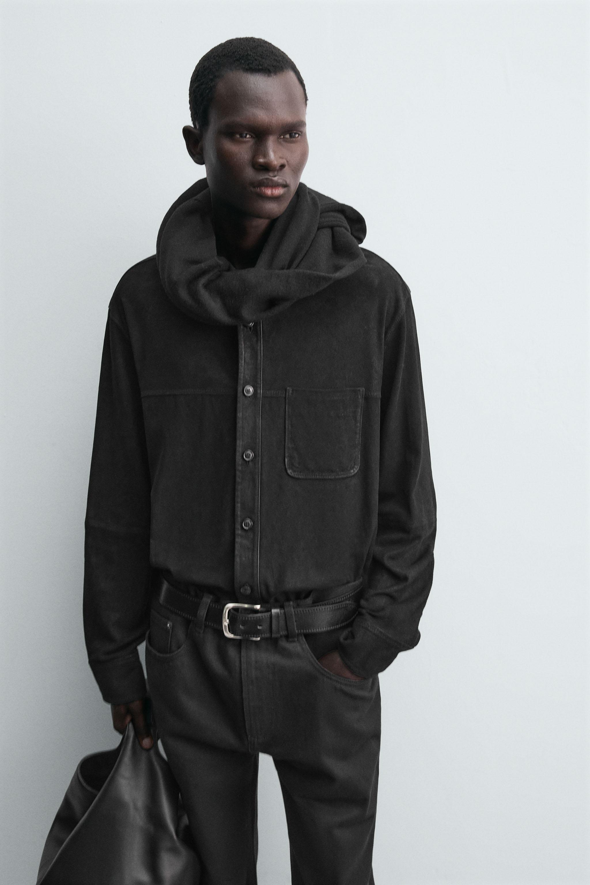 スエードレザーシャツジャケット - ブラック | ZARA Japan / 日本