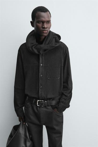 LEATHER SUEDE OVERSHIRT - Black by Zara - Image 5