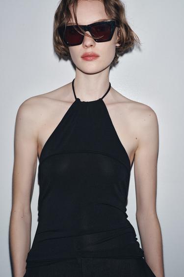 HALTER CREPE TOP - Black by Zara