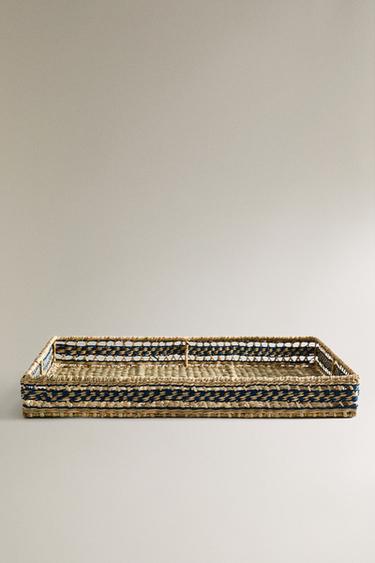 RECTANGULAR SEAGRASS TRAY - Blue by Zara