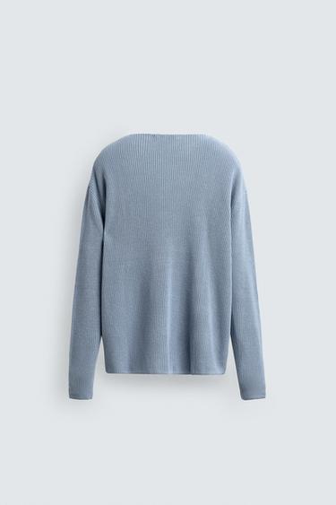 SILK/LINEN TEXTURED JUMPER - Sky blue by Zara - Image 7