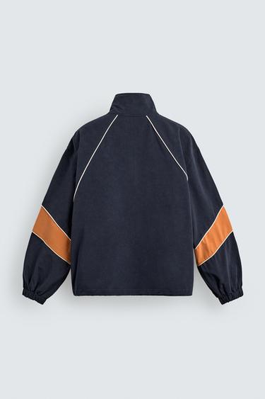COLOUR BLOCK TECHNICAL QUARTER-ZIP SWEATSHIRT - Navy blue by Zara - Image 7