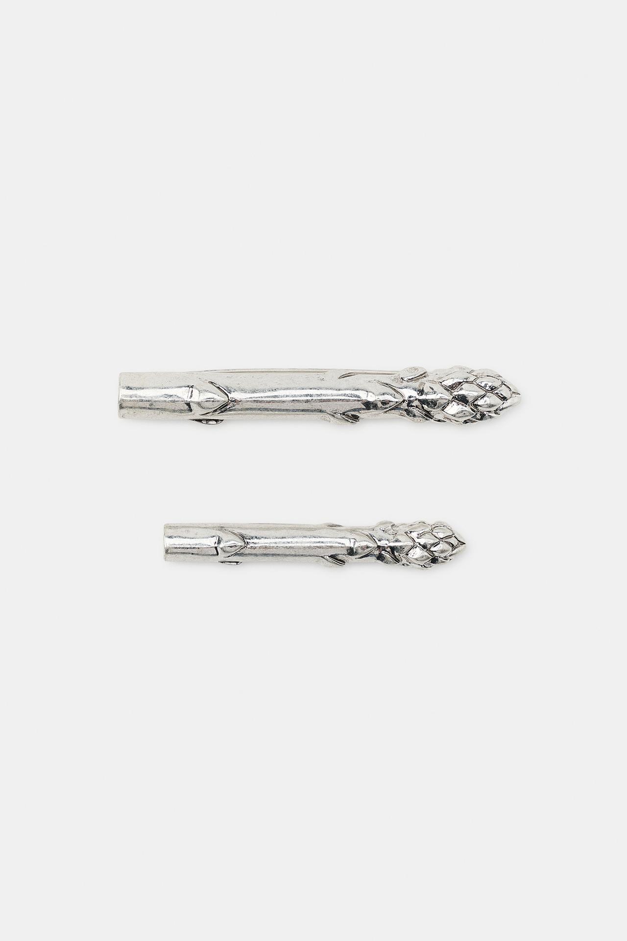 2-PACK ASPARAGUS BROOCHES — Silver