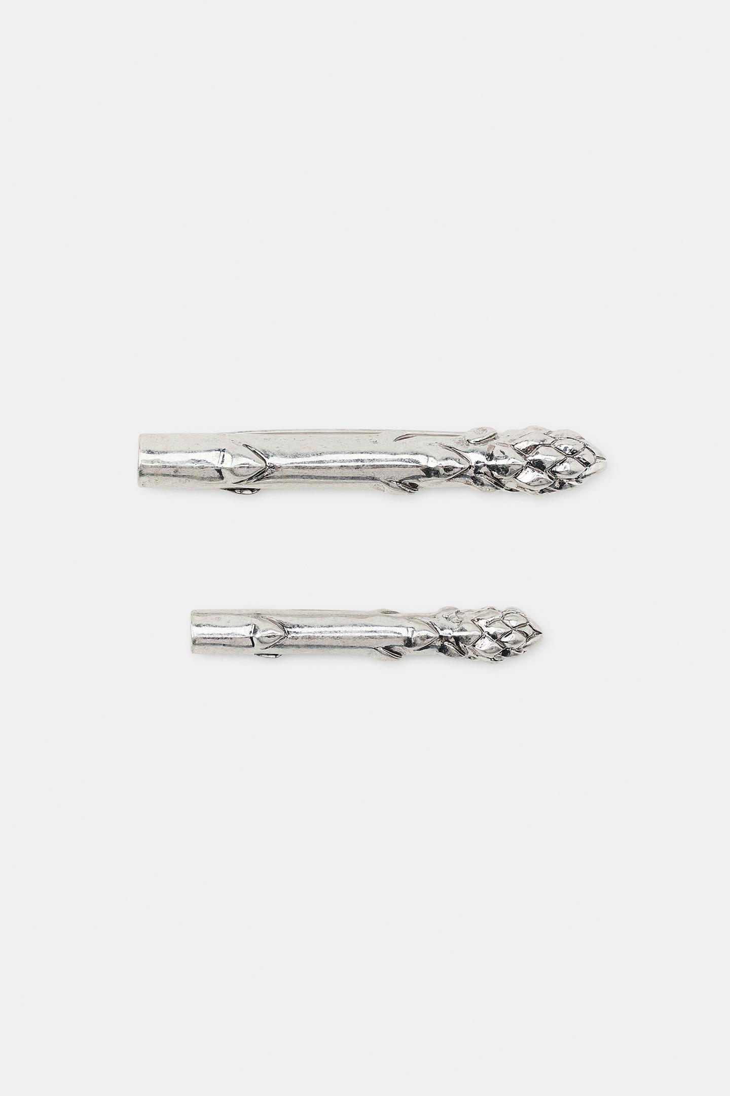 Женские броши Zara 2-PACK Asparagus, цвет: Серебряный — фото 2