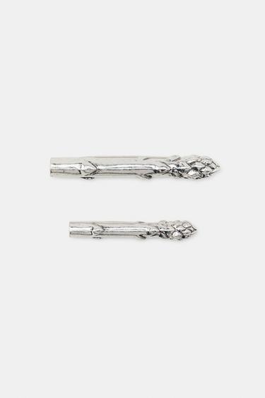 2-PACK ASPARAGUS BROOCHES — Silver 2