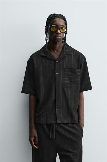 RELAXED FIT STRIPED SHIRT - Black by Zara
