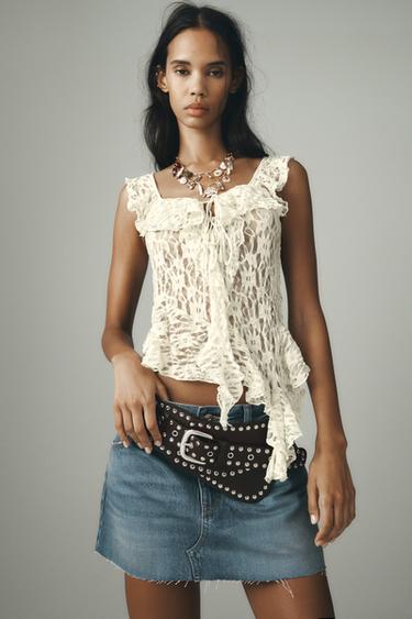 FALDA MINI DENIM TRF TIRO BAJO - Azul de Zara