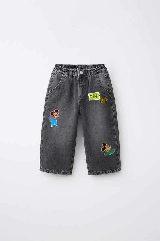 MICKEY MOUSE © DISNEY PATCH STRAIGHT JEANS - Grey marl de Zara - Imagen 0