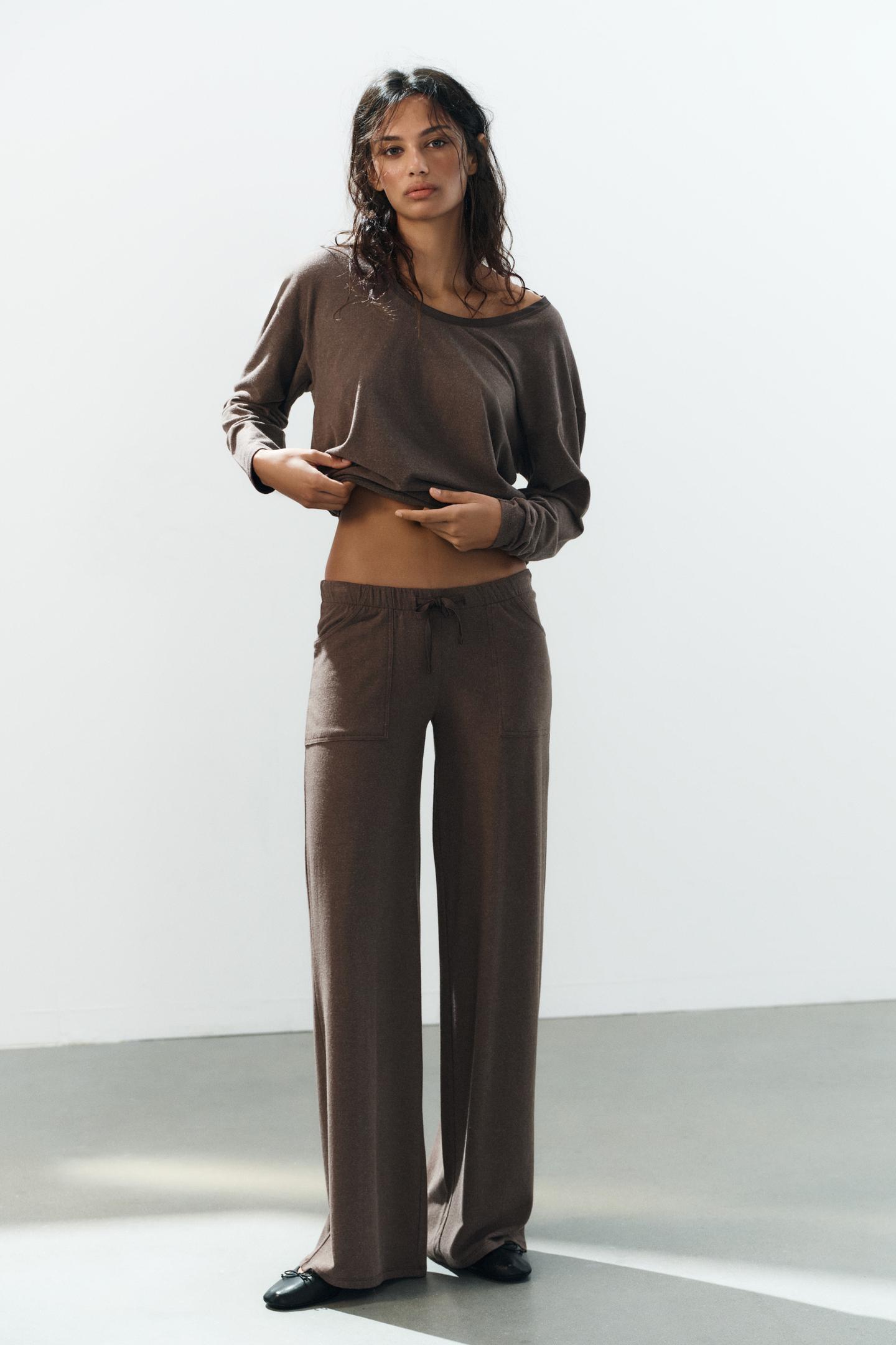 Женские брюки Zara Soft Pocket, цвет: Коричневый — фото 1