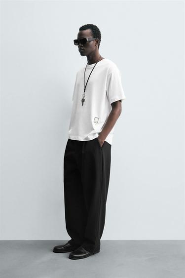 CONTRAST PATCH T-SHIRT - White by Zara - Image 3